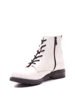 Leder-Boots In Weiß/ Schwarz