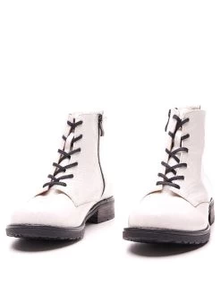 Leder-Boots In Weiß/ Schwarz -Günstiges Schuh Himmel Geschäft bosccolo leder boots in weiss schwarz 3