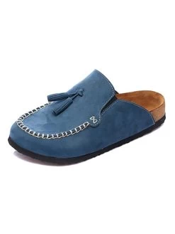 Leder-Clogs In Dunkelblau