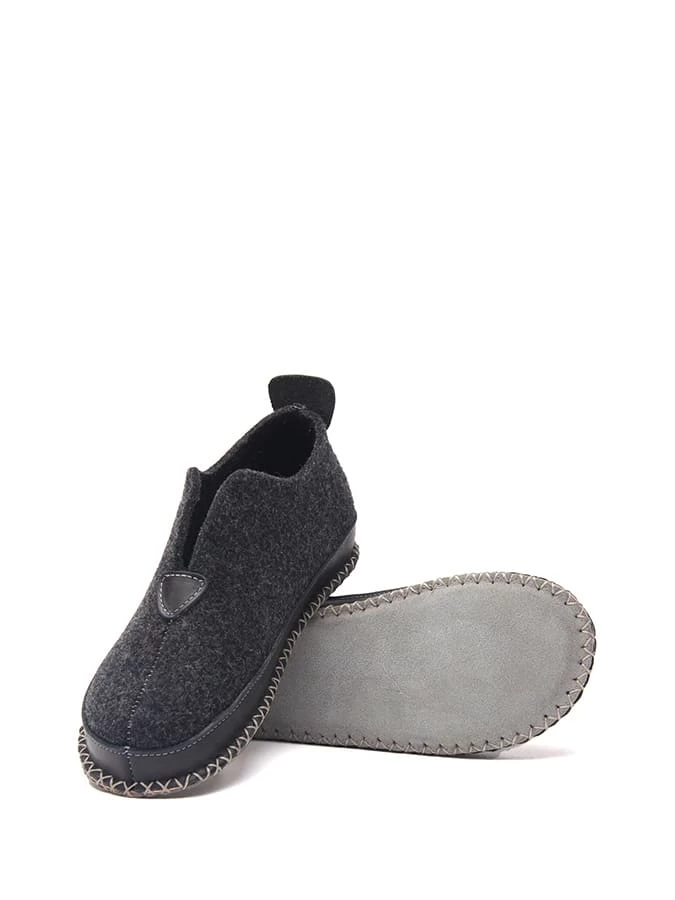 Woll-Hausschuhe In Dunkelgrau 2 Woll-Hausschuhe In Dunkelgrau – Bild 2