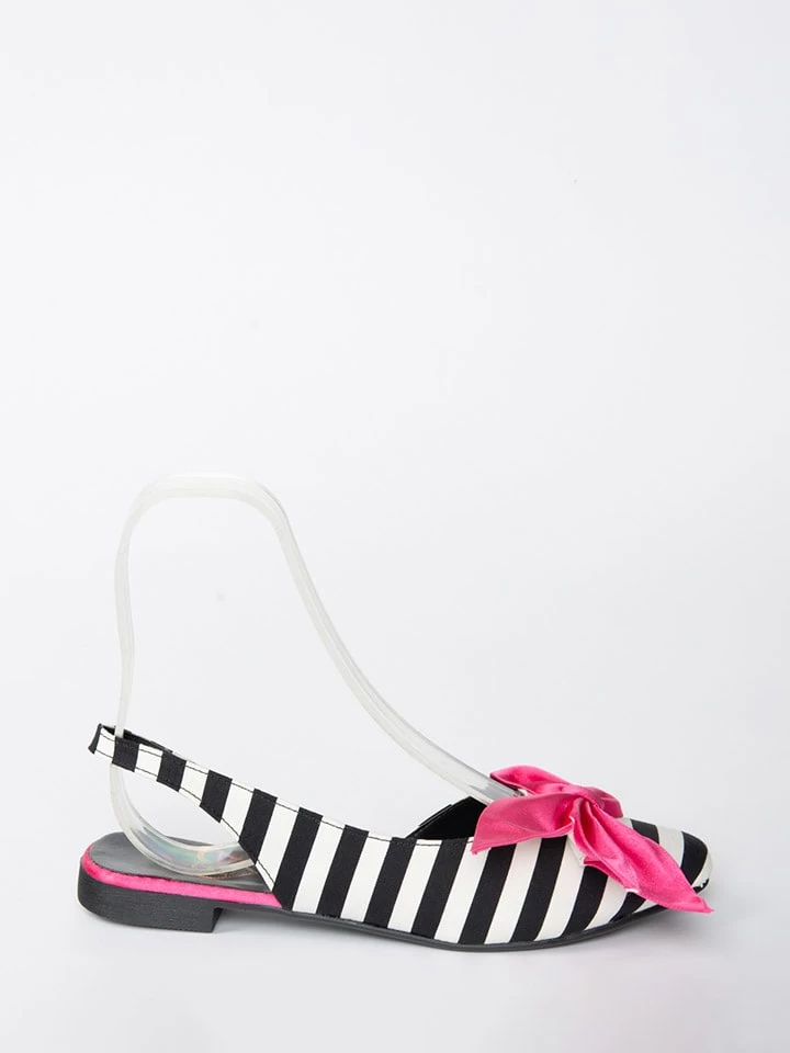 Fox Sling-Ballerinas In Weiß/ Schwarz/ Pink 2 Fox Sling-Ballerinas In Weiß/ Schwarz/ Pink – Bild 2