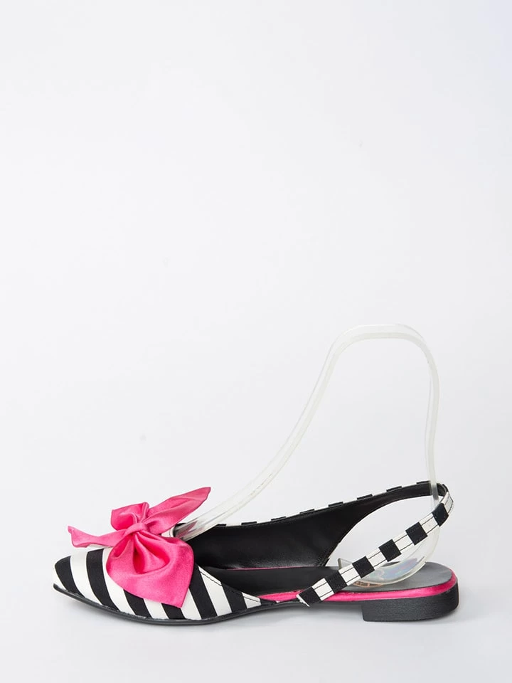 Fox Sling-Ballerinas In Weiß/ Schwarz/ Pink 3 Fox Sling-Ballerinas In Weiß/ Schwarz/ Pink – Bild 3