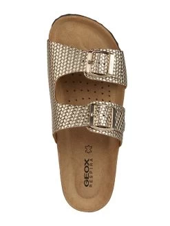 Geox Leder-Pantoletten "Dbrionia" In Gold -Günstiges Schuh Himmel Geschäft geox leder pantoletten dbrionia in gold 4