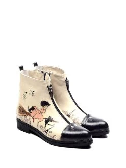 Stiefeletten In Beige/ Schwarz/ Bunt