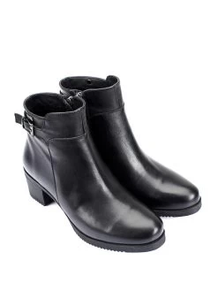 Leder-Stiefeletten In Schwarz