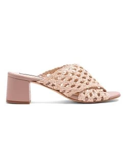 Leder-Pantoletten In Rosa/ Beige