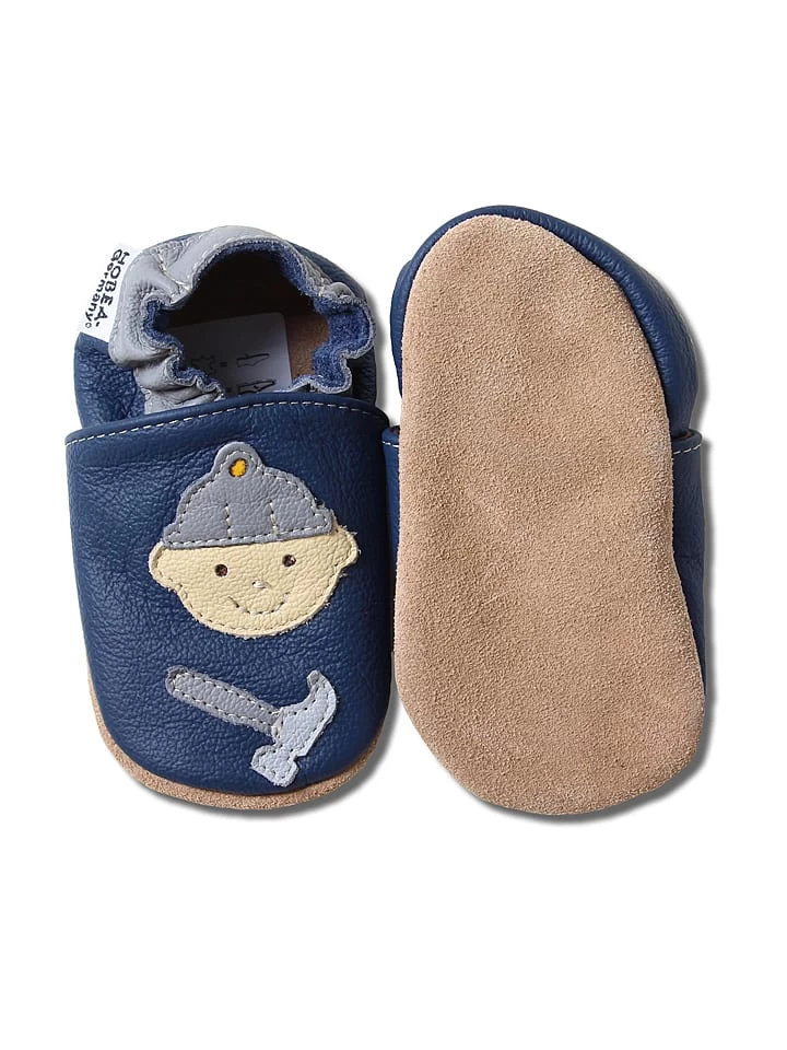 Leder-Krabbelschuhe "Bauarbeiter" In Dunkelblau 2 Leder-Krabbelschuhe "Bauarbeiter" In Dunkelblau – Bild 2