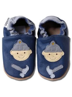 Leder-Krabbelschuhe "Bauarbeiter" In Dunkelblau