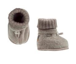 Joha Booties Krabbelschuhe Merino-Wolle In Sesam Melange