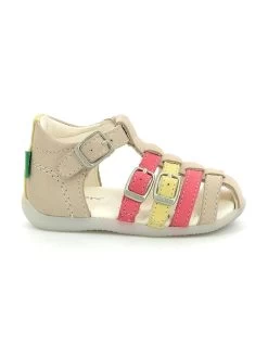 Kickers Leder-Halbsandalen "Bigfor" In Beige