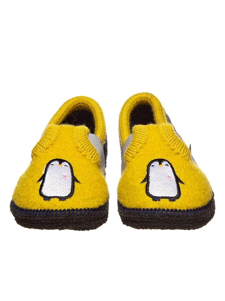 Hausschuhe In Gelb/ Dunkelblau 2 Hausschuhe In Gelb/ Dunkelblau – Bild 2