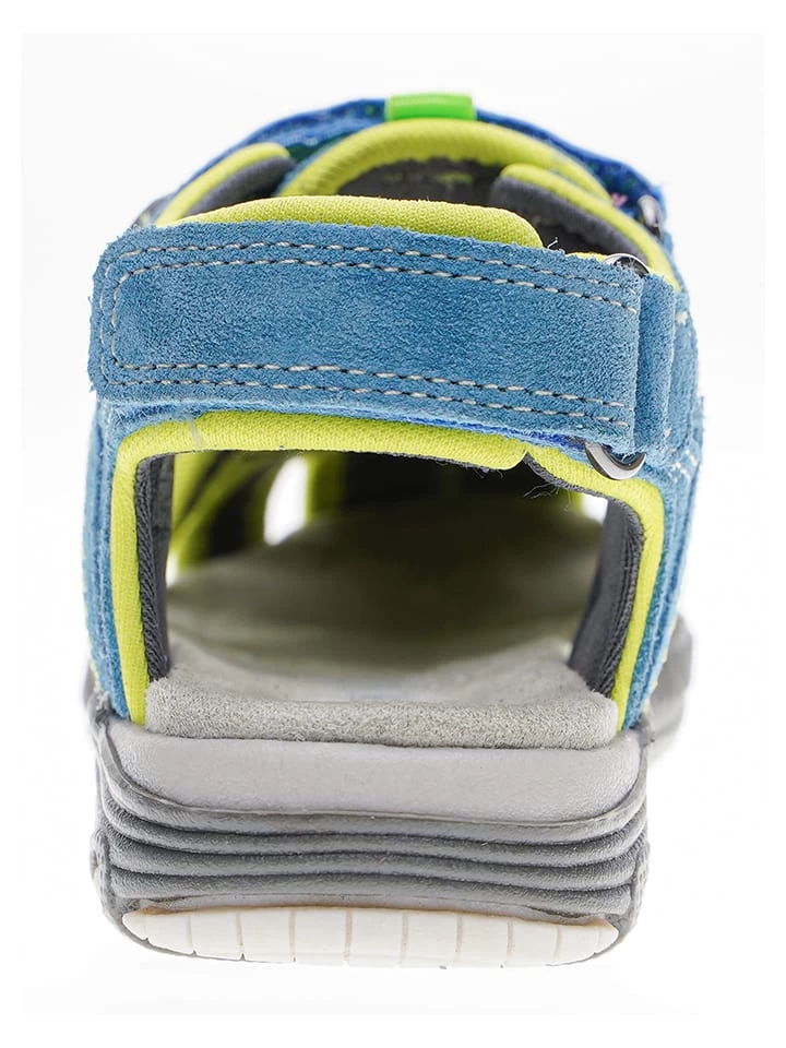 Leder-Halbsandalen In Türkis/ Gelb 4 Leder-Halbsandalen In Türkis/ Gelb – Bild 4