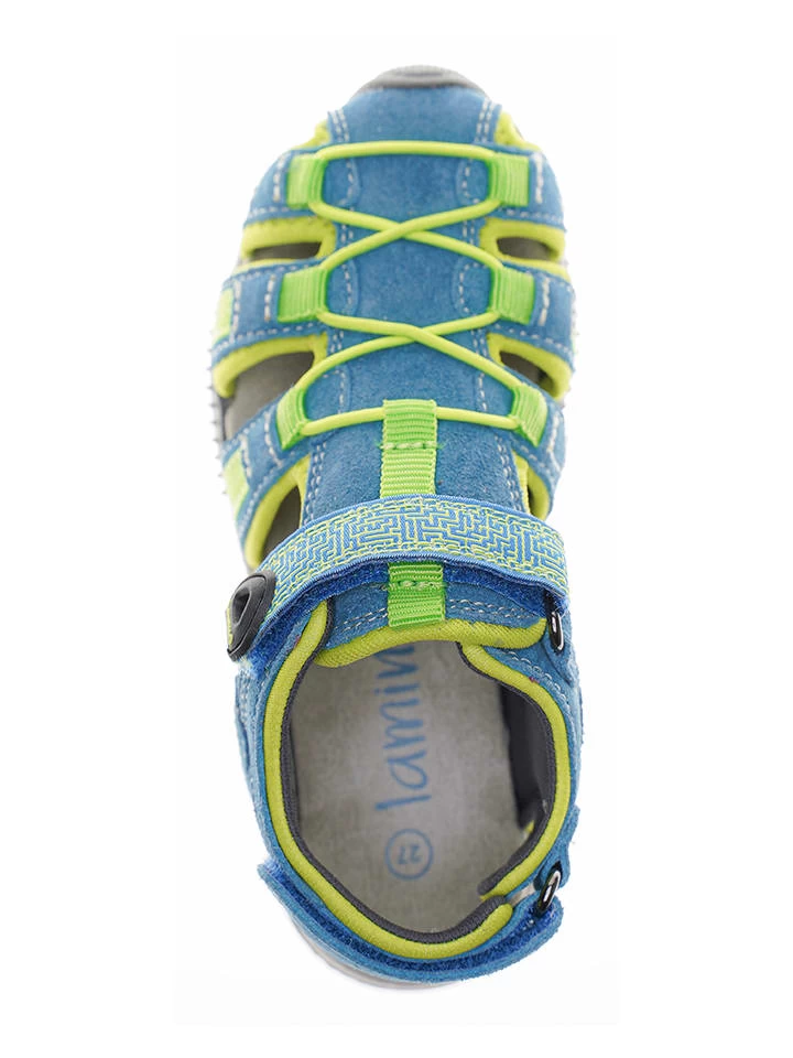 Leder-Halbsandalen In Türkis/ Gelb 7 Leder-Halbsandalen In Türkis/ Gelb – Bild 7