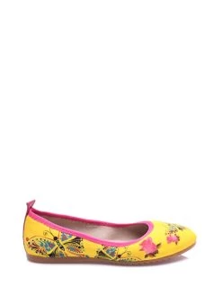 Leder-Ballerinas In Gelb/ Bunt