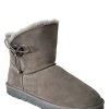 Leder-Winterboots "Cherry" In Grau