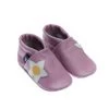 Hausschuhe / Lederpuschen Mit Blume In Lila / Weiß