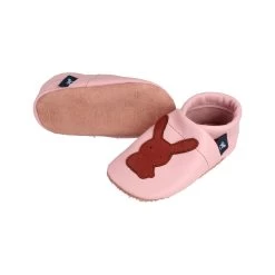 Hausschuhe / Lederpuschen Mit Hase In Rosa / Braun -Günstiges Schuh Himmel Geschäft pantau its a small world hausschuhe lederpuschen mit hase in rosa braun 2