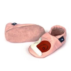 Hausschuhe / Lederpuschen Mit Schnecke In Rosa / Weiß -Günstiges Schuh Himmel Geschäft pantau its a small world hausschuhe lederpuschen mit schnecke in rosa weiss 2