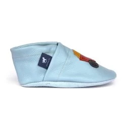 Hausschuhe / Lederpuschen Mit Traktor In Hellblau / Gelb -Günstiges Schuh Himmel Geschäft pantau its a small world hausschuhe lederpuschen mit traktor in hellblau gelb 3