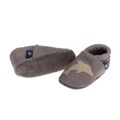 Krabbelschuhe / Lederpuschen Mit Delfin In Grau / Beige -Günstiges Schuh Himmel Geschäft pantau its a small world krabbelschuhe lederpuschen mit delfin in grau beige 2