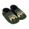 Krabbelschuhe / Lederpuschen Mit Feuerwehr In Grün / Gold