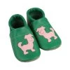 Krabbelschuhe / Lederpuschen Mit Hund In Grün / Rosa