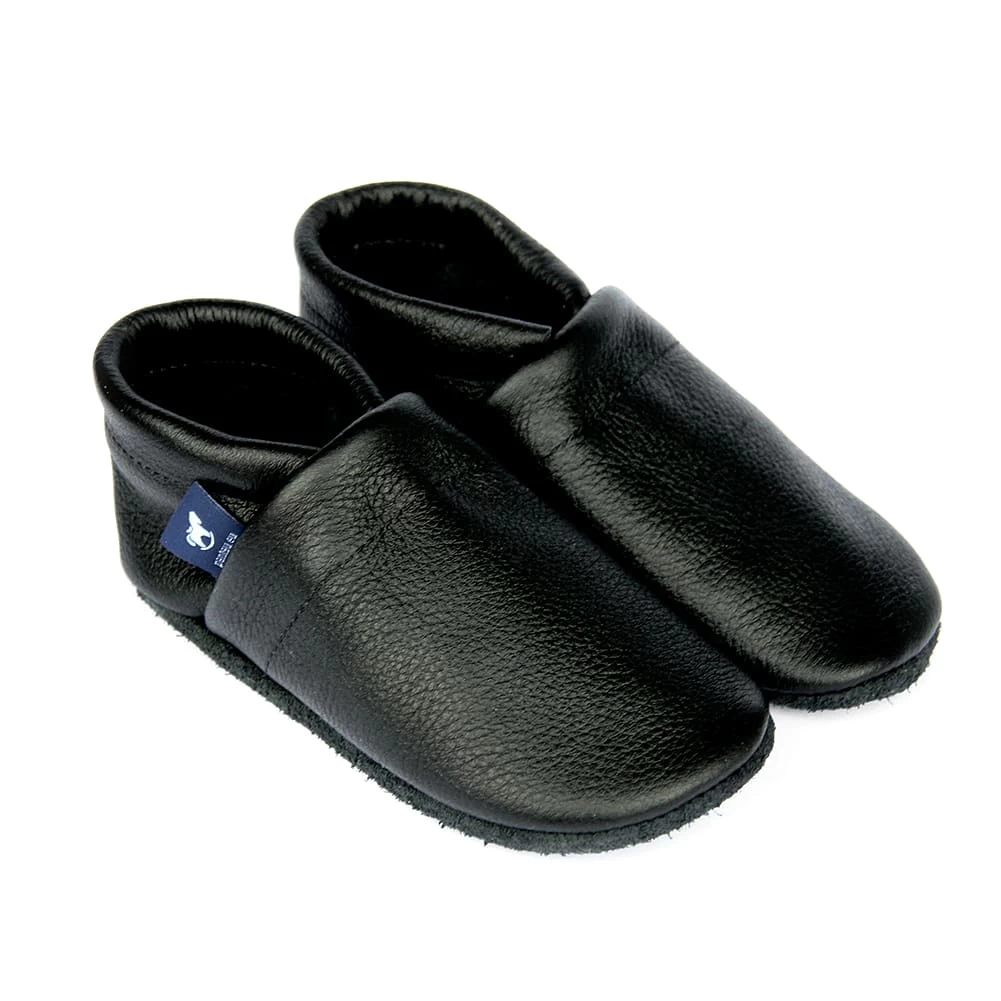 Krabbelschuhe / Lederpuschen Uni Schwarz 1 Krabbelschuhe / Lederpuschen Uni Schwarz
