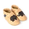 Lauflernschuhe / Lederpuschen Mit Elefant In Apricot / Dunkelbraun