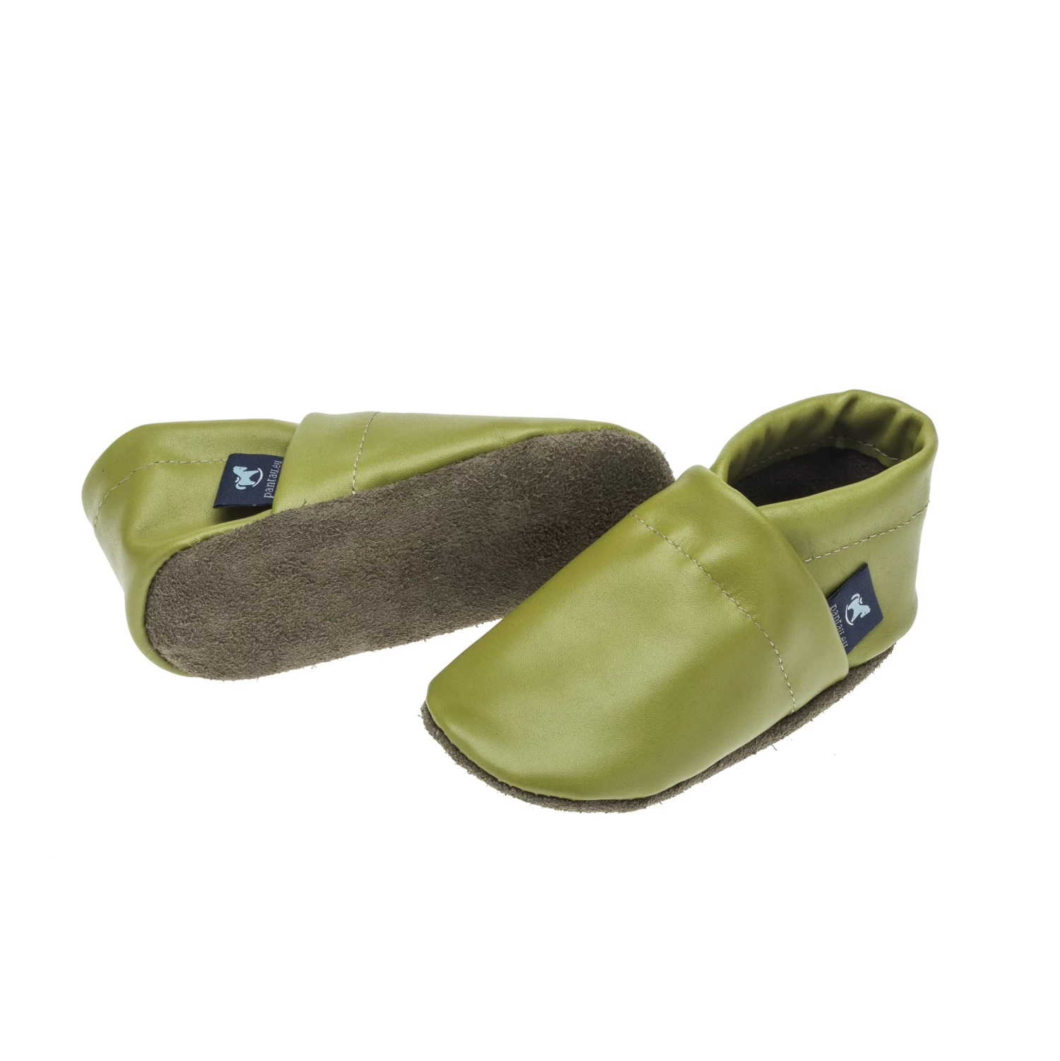 Lauflernschuhe / Lederpuschen Uni Apfelgrün 2 Lauflernschuhe / Lederpuschen Uni Apfelgrün – Bild 2