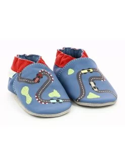 ROBEEZ Leder-Krabbelschuhe "Speedy" In Blau/ Rot