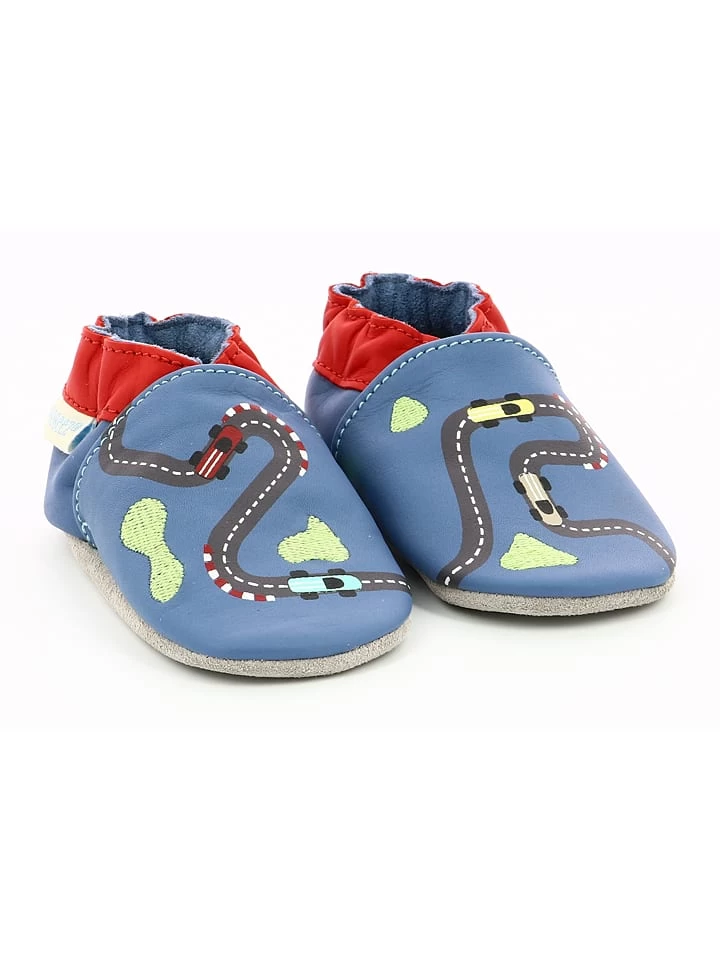 ROBEEZ Leder-Krabbelschuhe "Speedy" In Blau/ Rot 1 ROBEEZ Leder-Krabbelschuhe "Speedy" In Blau/ Rot