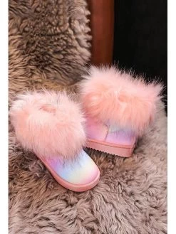 Winterboots In Rosa/ Bunt -Günstiges Schuh Himmel Geschäft rock and joy winterboots in rosa bunt 2