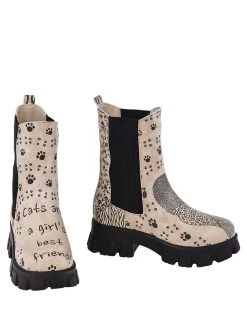 Chelsea-Boots In Beige/ Schwarz -Günstiges Schuh Himmel Geschäft streetfly chelsea boots in beige schwarz 2