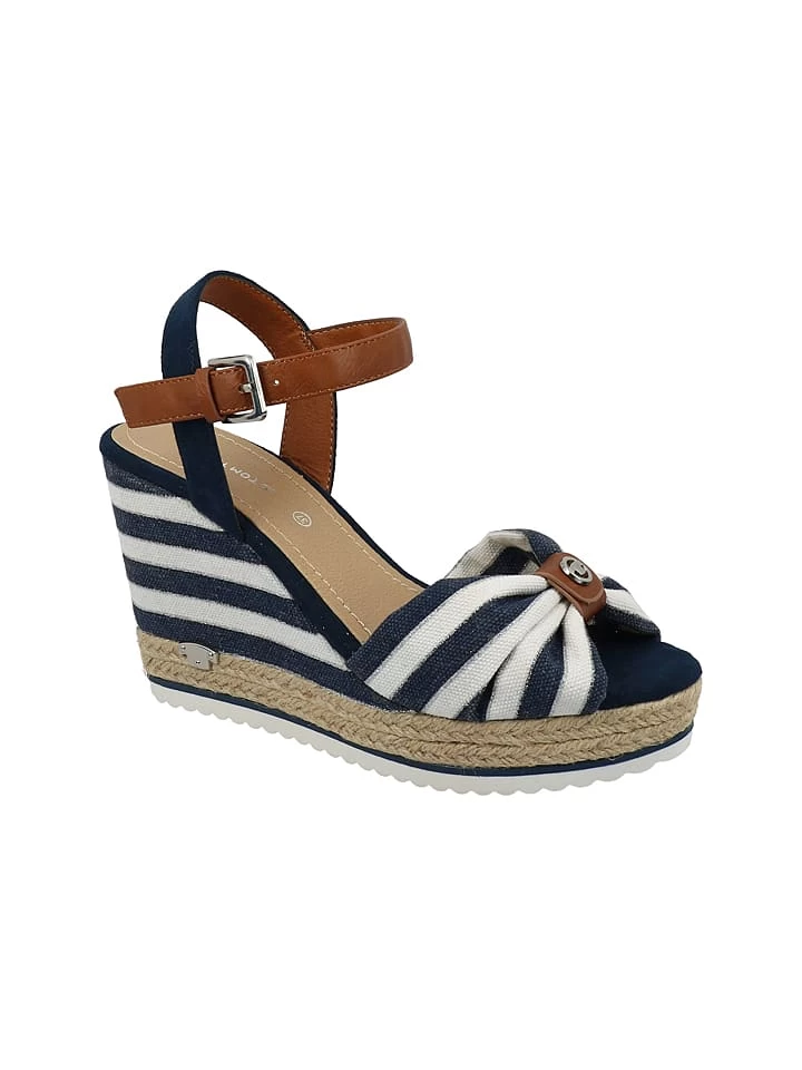 Tom Tailor Keilsandaletten In Weiß/ Dunkelblau 1 Tom Tailor Keilsandaletten In Weiß/ Dunkelblau