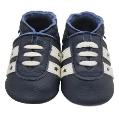 Baby Krabbelschuhe In Streifen Dunkelblau