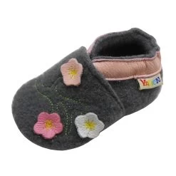 Filzschuhe "3 Blumen" In Grau -Günstiges Schuh Himmel Geschäft yalion filzschuhe 3 blumen in grau 2