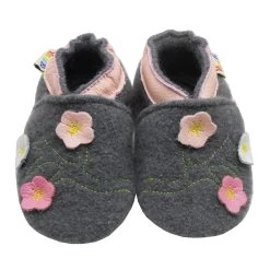 Filzschuhe "3 Blumen" In Grau