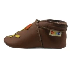 Leder-Krabbelschuhe "2 Blumen" In Braun -Günstiges Schuh Himmel Geschäft yalion leder krabbelschuhe 2 blumen in braun 3