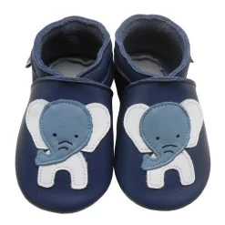 Leder-Krabbelschuhe "Elefant" In Blau