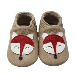 Leder-Krabbelschuhe "Fuchs" In Beige