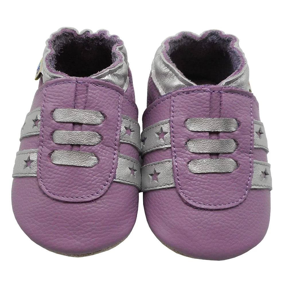 Leder-Krabbelschuhe In Lila 1 Leder-Krabbelschuhe In Lila